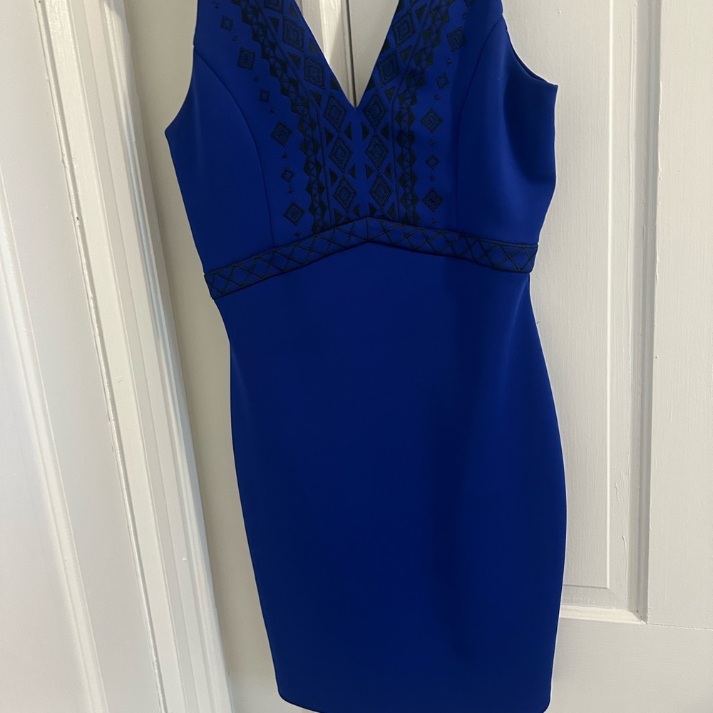 Guess Blue Sheath Mini Dress V-Neck Sleeveless